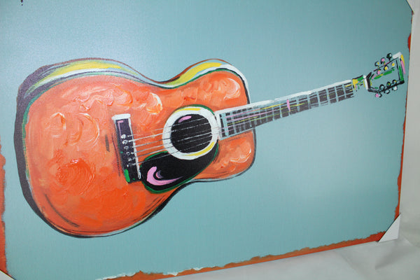 RA0152 28"x40" GUITAR CANVAS PAINTING PICTURE WESTERN COUNTRY HOME WALL DECOR HANDMADE