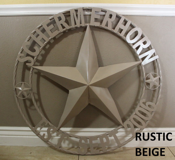 KOLET FAMILY STYLE YOUR CUSTOM FAMILY NAME STAR METAL BARN STAR ROPE RING KOLET FAMILY WESTERN HOME DECOR VINTAGE RUSTIC BROWN NEW HANDMADE 24",32",34",36",40",42",44",46",50"