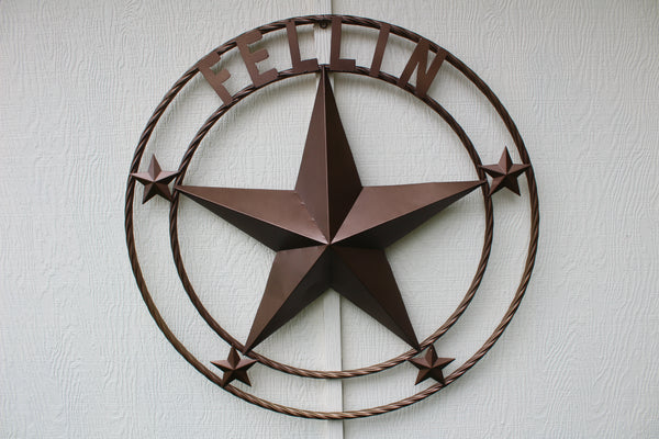KOLET FAMILY STYLE YOUR CUSTOM FAMILY NAME STAR METAL BARN STAR ROPE RING KOLET FAMILY WESTERN HOME DECOR VINTAGE RUSTIC BROWN NEW HANDMADE 24",32",34",36",40",42",44",46",50"