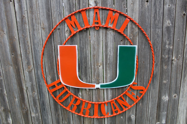 12", 18", 24", 32" MIAMI HURRICANES CUSTOM METAL VINTAGE CRAFT SIGN TEAM HANDMADE