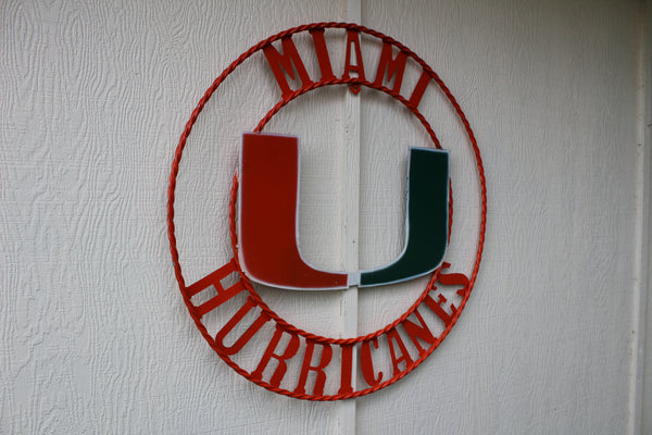 12", 18", 24", 32" MIAMI HURRICANES CUSTOM METAL VINTAGE CRAFT SIGN TEAM HANDMADE