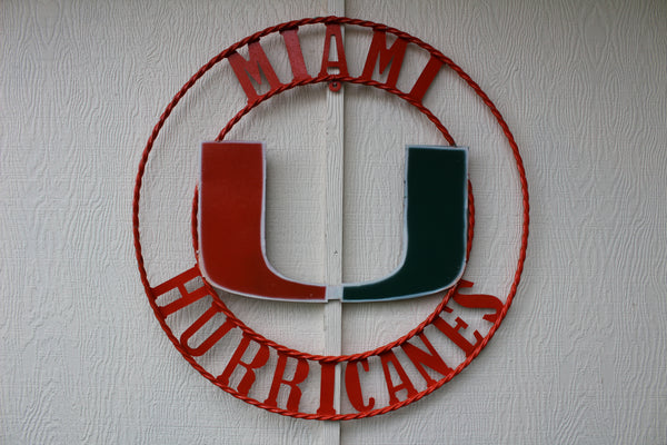 12", 18", 24", 32" MIAMI HURRICANES CUSTOM METAL VINTAGE CRAFT SIGN TEAM HANDMADE