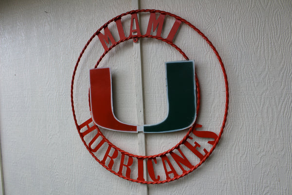 12", 18", 24", 32" MIAMI HURRICANES CUSTOM METAL VINTAGE CRAFT SIGN TEAM HANDMADE