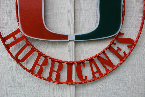 12", 18", 24", 32" MIAMI HURRICANES CUSTOM METAL VINTAGE CRAFT SIGN TEAM HANDMADE