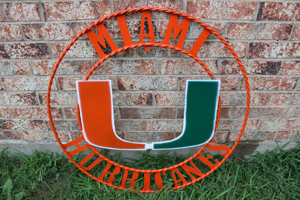 12", 18", 24", 32" MIAMI HURRICANES CUSTOM METAL VINTAGE CRAFT SIGN TEAM HANDMADE