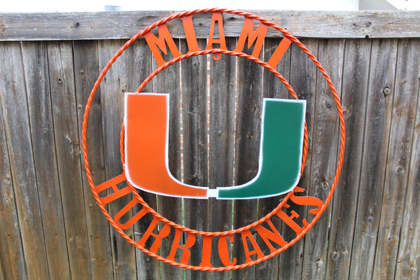 12", 18", 24", 32" MIAMI HURRICANES CUSTOM METAL VINTAGE CRAFT SIGN TEAM HANDMADE