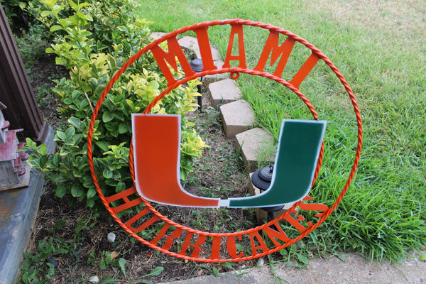 12", 18", 24", 32" MIAMI HURRICANES CUSTOM METAL VINTAGE CRAFT SIGN TEAM HANDMADE