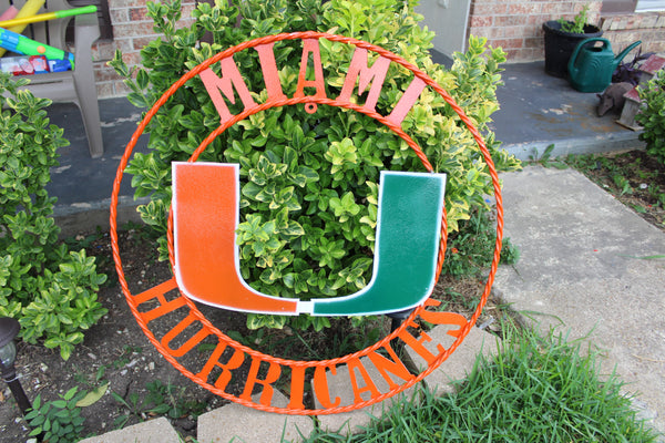 12", 18", 24", 32" MIAMI HURRICANES CUSTOM METAL VINTAGE CRAFT SIGN TEAM HANDMADE