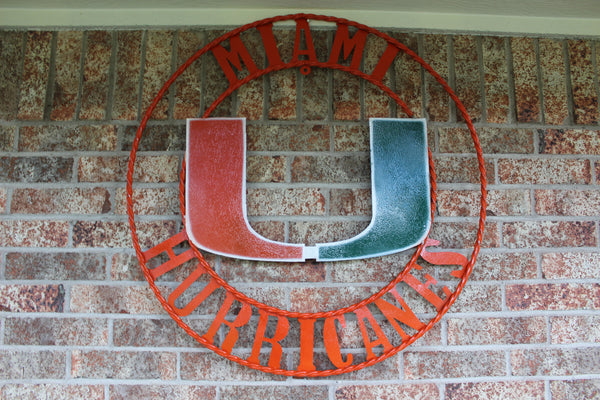 12", 18", 24", 32" MIAMI HURRICANES CUSTOM METAL VINTAGE CRAFT SIGN TEAM HANDMADE