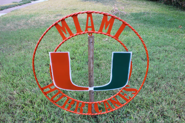 12", 18", 24", 32" MIAMI HURRICANES CUSTOM METAL VINTAGE CRAFT SIGN TEAM HANDMADE