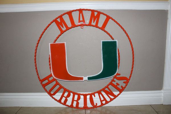 12", 18", 24", 32" MIAMI HURRICANES CUSTOM METAL VINTAGE CRAFT SIGN TEAM HANDMADE