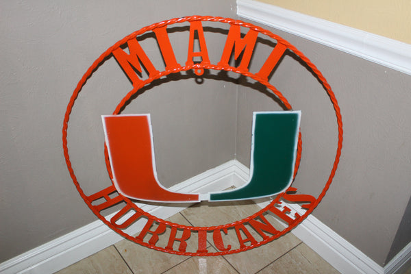 12", 18", 24", 32" MIAMI HURRICANES CUSTOM METAL VINTAGE CRAFT SIGN TEAM HANDMADE