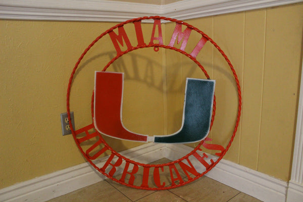 12", 18", 24", 32" MIAMI HURRICANES CUSTOM METAL VINTAGE CRAFT SIGN TEAM HANDMADE