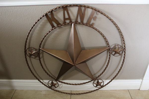 KOLET FAMILY STYLE YOUR CUSTOM FAMILY NAME STAR METAL BARN STAR ROPE RING KOLET FAMILY WESTERN HOME DECOR VINTAGE RUSTIC BROWN NEW HANDMADE 24",32",34",36",40",42",44",46",50"