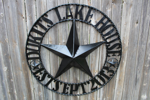 KOLET FAMILY STYLE YOUR CUSTOM FAMILY NAME STAR METAL BARN STAR ROPE RING KOLET FAMILY WESTERN HOME DECOR VINTAGE RUSTIC BROWN NEW HANDMADE 24",32",34",36",40",42",44",46",50"