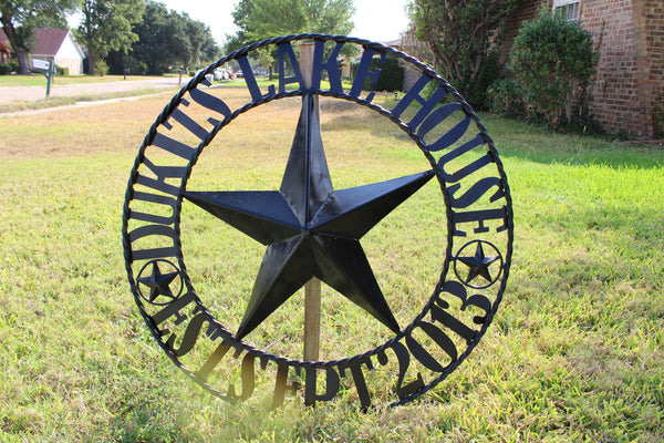 KOLET FAMILY STYLE YOUR CUSTOM FAMILY NAME STAR METAL BARN STAR ROPE RING KOLET FAMILY WESTERN HOME DECOR VINTAGE RUSTIC BROWN NEW HANDMADE 24",32",34",36",40",42",44",46",50"