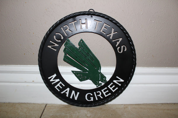 12",18",24" UNT NORTH TEXAS MEAN GREEN METAL CUSTOM VINTAGE CRAFT WALL ART TEAM SIGN HANDMADE