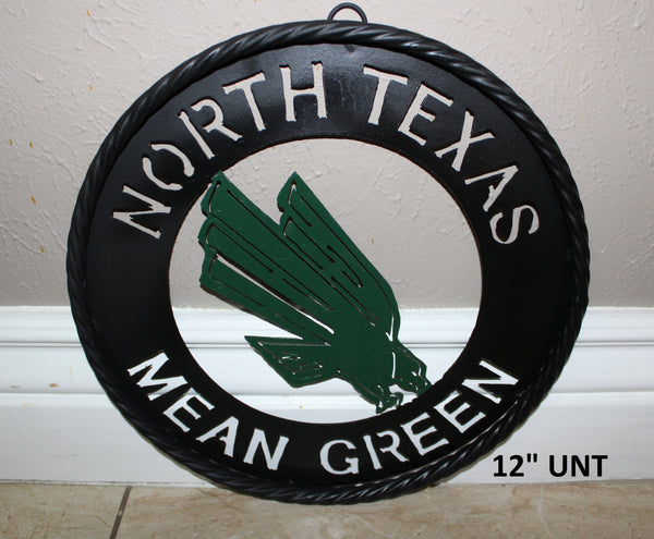 12",18",24" UNT NORTH TEXAS MEAN GREEN METAL CUSTOM VINTAGE CRAFT WALL ART TEAM SIGN HANDMADE