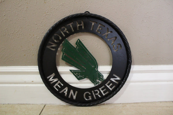 12",18",24" UNT NORTH TEXAS MEAN GREEN METAL CUSTOM VINTAGE CRAFT WALL ART TEAM SIGN HANDMADE
