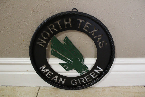 12",18",24" UNT NORTH TEXAS MEAN GREEN METAL CUSTOM VINTAGE CRAFT WALL ART TEAM SIGN HANDMADE