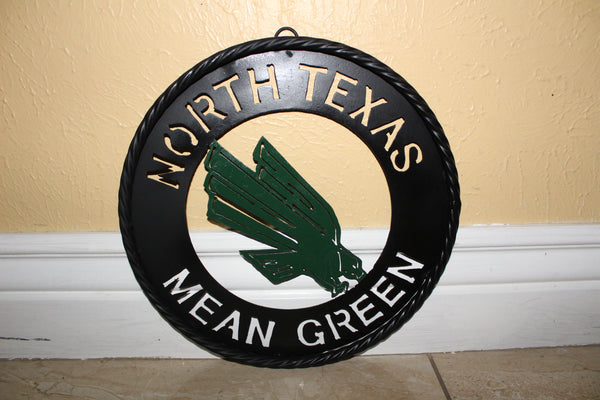 12",18",24" UNT NORTH TEXAS MEAN GREEN METAL CUSTOM VINTAGE CRAFT WALL ART TEAM SIGN HANDMADE