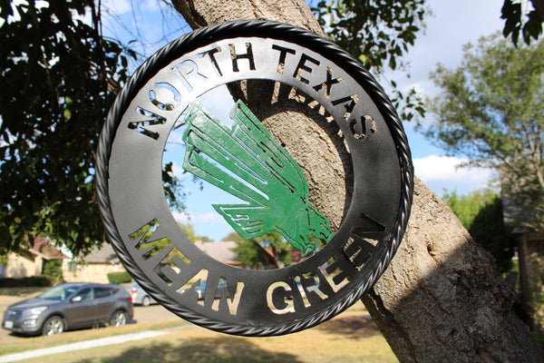 12",18",24" UNT NORTH TEXAS MEAN GREEN METAL CUSTOM VINTAGE CRAFT WALL ART TEAM SIGN HANDMADE