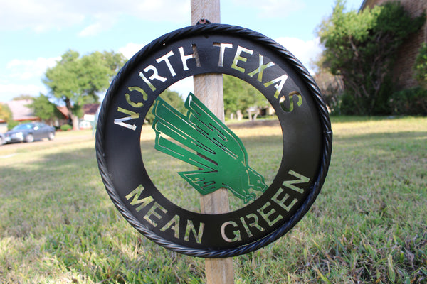 12",18",24" UNT NORTH TEXAS MEAN GREEN METAL CUSTOM VINTAGE CRAFT WALL ART TEAM SIGN HANDMADE