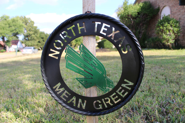 12",18",24" UNT NORTH TEXAS MEAN GREEN METAL CUSTOM VINTAGE CRAFT WALL ART TEAM SIGN HANDMADE