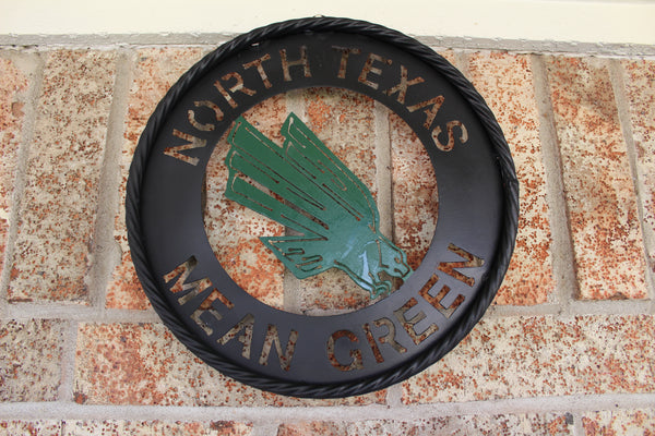 12",18",24" UNT NORTH TEXAS MEAN GREEN METAL CUSTOM VINTAGE CRAFT WALL ART TEAM SIGN HANDMADE