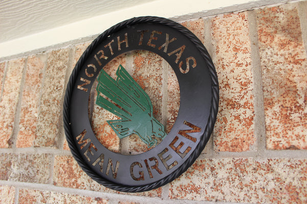 12",18",24" UNT NORTH TEXAS MEAN GREEN METAL CUSTOM VINTAGE CRAFT WALL ART TEAM SIGN HANDMADE