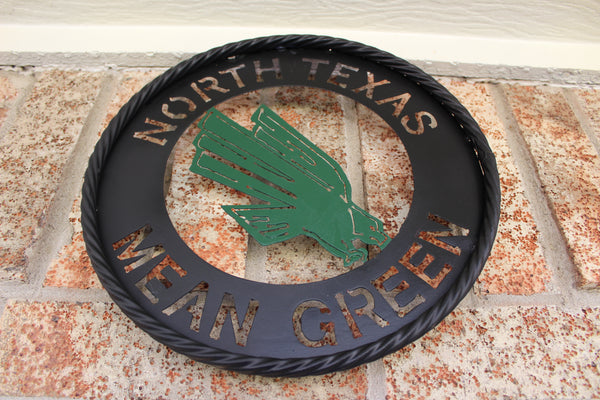 12",18",24" UNT NORTH TEXAS MEAN GREEN METAL CUSTOM VINTAGE CRAFT WALL ART TEAM SIGN HANDMADE