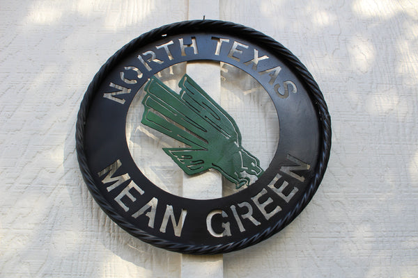 12",18",24" UNT NORTH TEXAS MEAN GREEN METAL CUSTOM VINTAGE CRAFT WALL ART TEAM SIGN HANDMADE