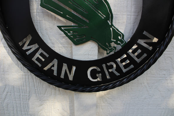 12",18",24" UNT NORTH TEXAS MEAN GREEN METAL CUSTOM VINTAGE CRAFT WALL ART TEAM SIGN HANDMADE