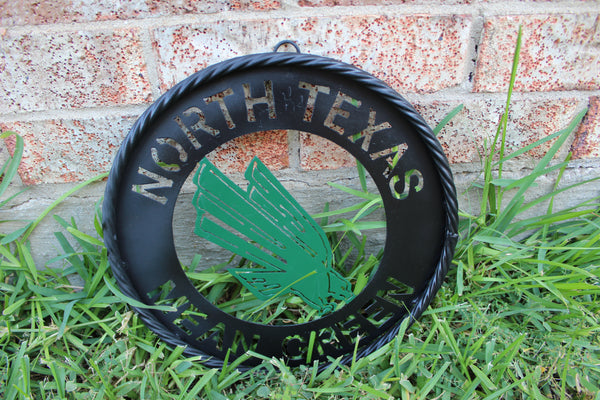 12",18",24" UNT NORTH TEXAS MEAN GREEN METAL CUSTOM VINTAGE CRAFT WALL ART TEAM SIGN HANDMADE