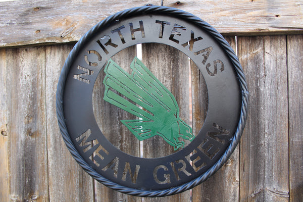 12",18",24" UNT NORTH TEXAS MEAN GREEN METAL CUSTOM VINTAGE CRAFT WALL ART TEAM SIGN HANDMADE