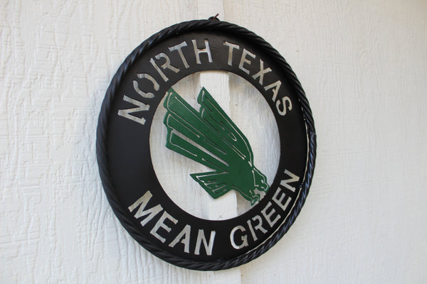 12",18",24" UNT NORTH TEXAS MEAN GREEN METAL CUSTOM VINTAGE CRAFT WALL ART TEAM SIGN HANDMADE