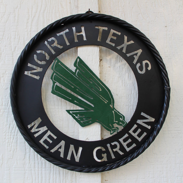 12",18",24" UNT NORTH TEXAS MEAN GREEN METAL CUSTOM VINTAGE CRAFT WALL ART TEAM SIGN HANDMADE