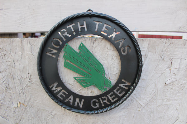 12",18",24" UNT NORTH TEXAS MEAN GREEN METAL CUSTOM VINTAGE CRAFT WALL ART TEAM SIGN HANDMADE