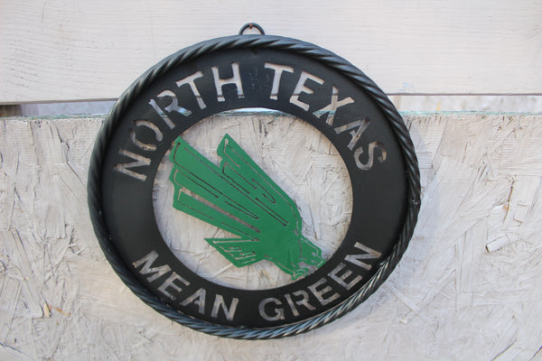 12",18",24" UNT NORTH TEXAS MEAN GREEN METAL CUSTOM VINTAGE CRAFT WALL ART TEAM SIGN HANDMADE