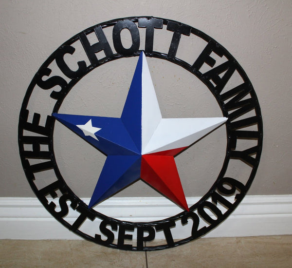 KOLET FAMILY STYLE YOUR CUSTOM FAMILY NAME STAR METAL BARN STAR ROPE RING KOLET FAMILY WESTERN HOME DECOR VINTAGE RUSTIC BROWN NEW HANDMADE 24",32",34",36",40",42",44",46",50"