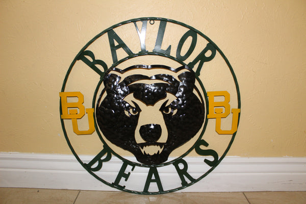 12",18",24",32" BAYLOR BEARS CUSTOM METAL VINTAGE CRAFT SIGN WESTERN HOME DECOR HANDMADE