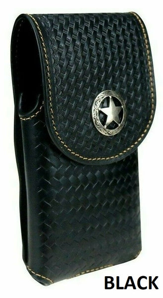 #MW_RLP001 7" LONESTAR COFFEE BROWN LEATHER POUCH EXTRA LARGE  BELT LOOP HOLSTER CELL PHONE CASE UNIVERSAL OVERSIZE--FREE SHIPPING