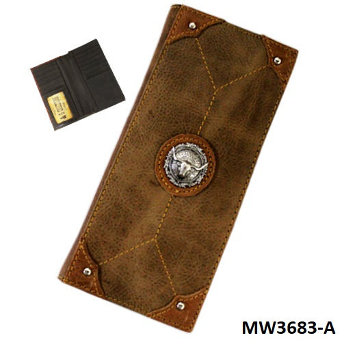 #MW3683-A GENUINE LEATHER MEN WALLET WESTERN FASHION BRAND NEW- FREE SHIPPING