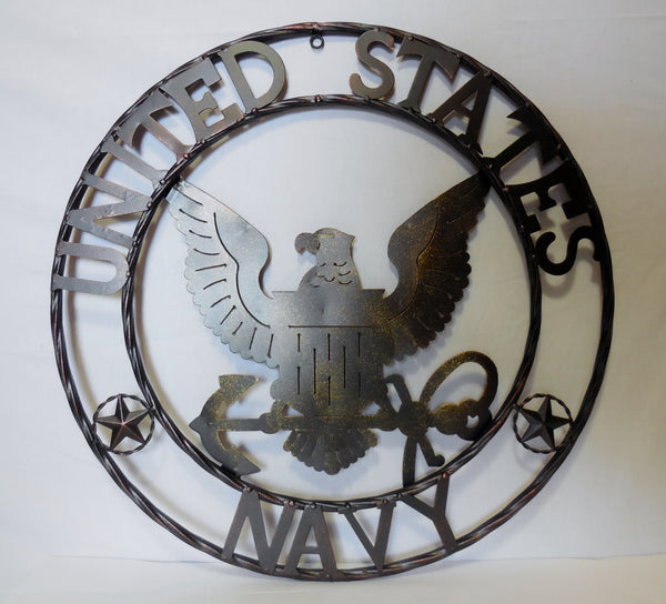 #EH10100 NAVY 24" UNITED STATES USA MILITARY CUSTOM METAL VINTAGE CRAFT SIGN RUSTIC BRONZE HANDMADE