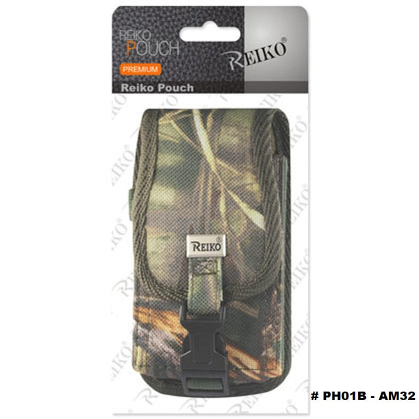 PH01B-AM32 7" REIKO XL MEGA EXTRA LARGE VERTICAL CAMO RUGGED POUCH VELCO CLOSURE & BELT LOOP BUCKLE CLIP HOLSTER CELL PHONE CASE UNIVERSAL OVERSIZE