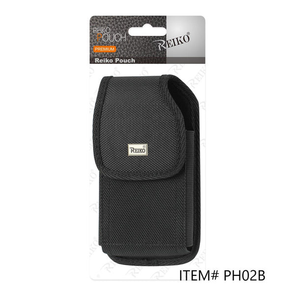 PH02B-BK 7" REIKO XL MEGA EXTRA LARGE VERTICAL RUGGED POUCH VELCO CLOSURE  &  BELT LOOP HOLSTER CELL PHONE CASE UNIVERSAL OVERSIZE