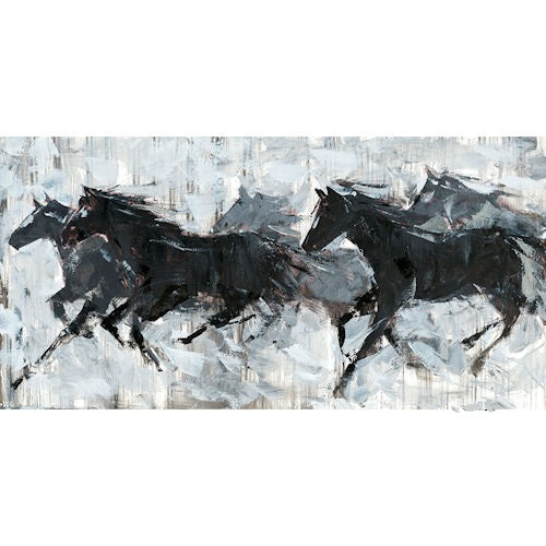 RA0029 28"x56" RUNNING HORSES CANVAS PAINTING PICTURE WESTERN COUNTRY HOME DECOR HANDMADE