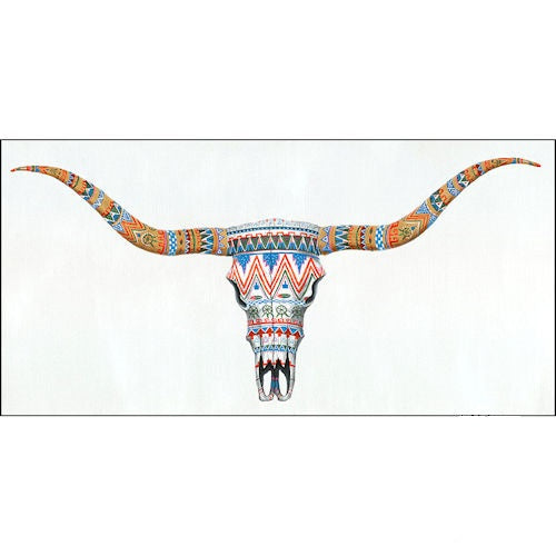 RA0045 28"x56" AZTEC COWSKULL CANVAS PAINTING PICTURE WESTERN COUNTRY HOME DECOR HANDMADE WALL ART