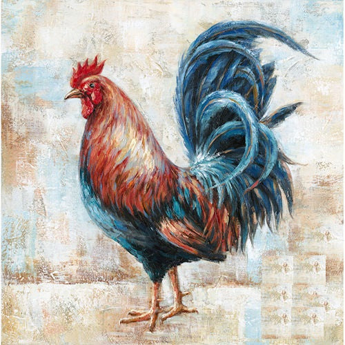 RA0118 32"x32" ROOSTER CANVAS PAINTING PICTURE WESTERN COUNTRY HOME DECOR HANDMADE CRAFT WALL ART NEW 32" x 32", Item#RA0118