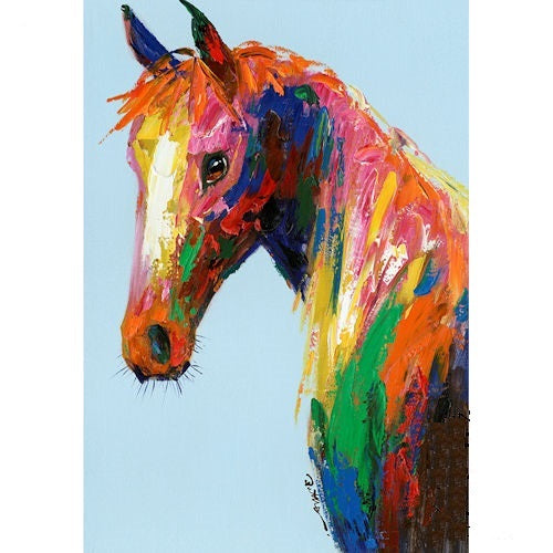 RA0155 28"x40" COLORFUL HORSE CANVAS PAINTING PICTURE WESTERN COUNTRY HOME DECOR HANDMADE WALL ART NEW 28" x 40", Item#RA0155